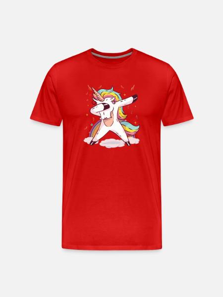 Regenbogen-Einhorn-Tanz-Vibes - Männer Premium Bio T-Shirt - Rot