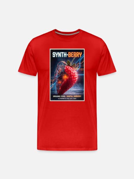 Synth-Beere: Kybernetische Erdbeere - Männer Premium Bio T-Shirt - Rot