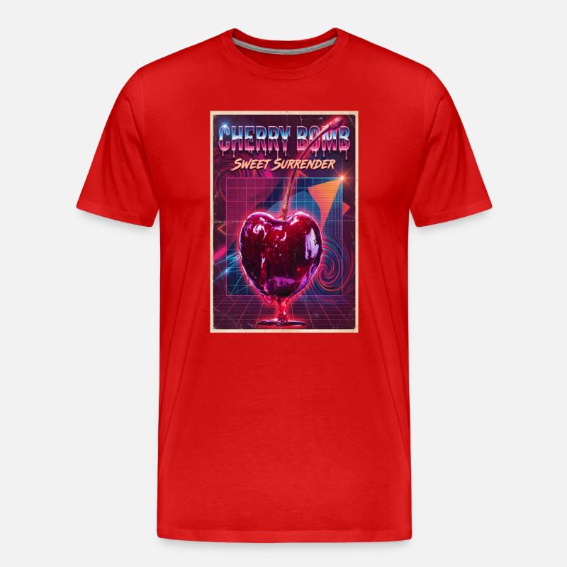 Cherry Bomb Neon Retro Surrender - Männer Premium Bio T-Shirt - Rot