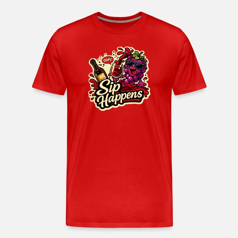Sip Happens Grapes Comic - T-shirt bio Premium Homme - rouge