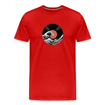 Vinyl Wave Large Wave - T-shirt bio Premium Homme - rouge - Devant - Damien (186cm)