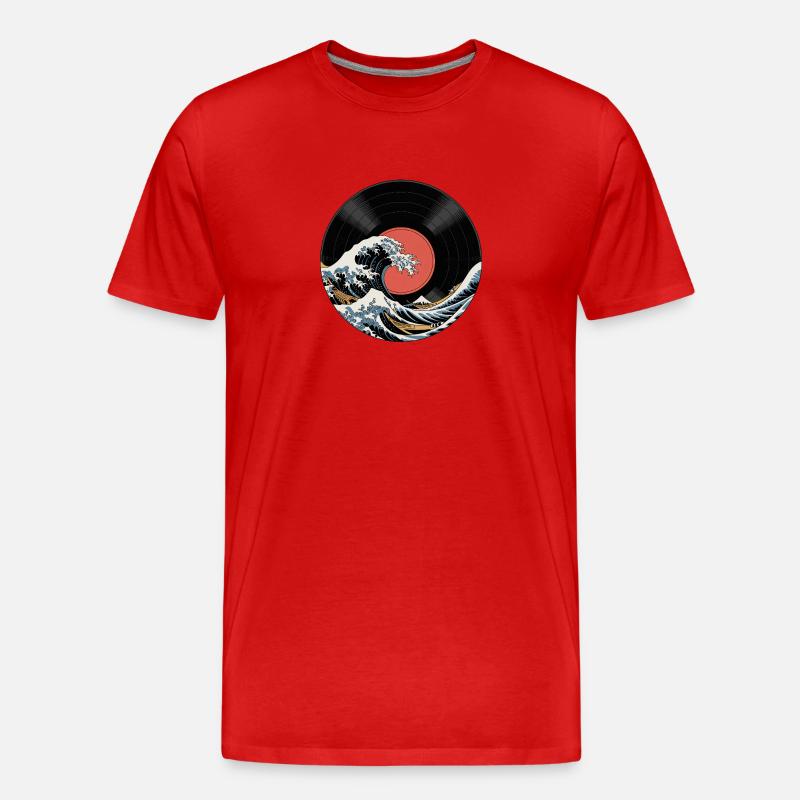 Vinylwelle Große Welle - Männer Premium Bio T-Shirt - Rot