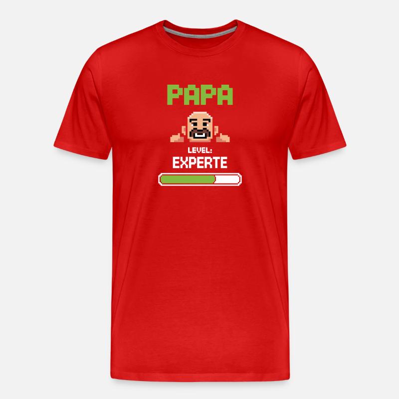 Gamer Papa Level Experte Design - Männer Premium Bio T-Shirt - Rot