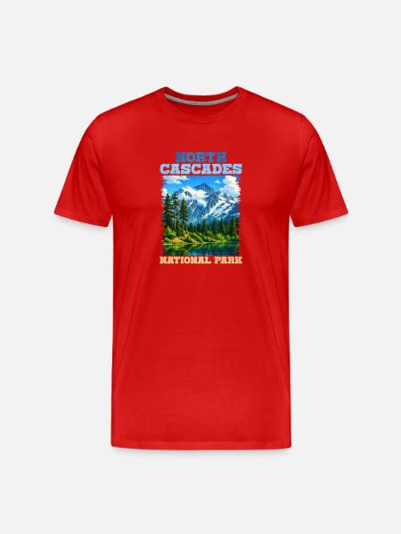 Nordkaskaden Nationalpark Panorama - Männer Premium Bio T-Shirt - Rot