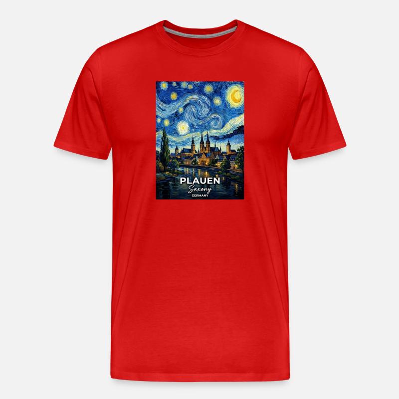 Plauen Germany Sternennacht - Männer Premium Bio T-Shirt - Rot