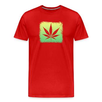 Cannabisblatt  Weed Kiffen - Männer Premium Bio T-Shirt - Rot - Vorne - Damien (186cm)