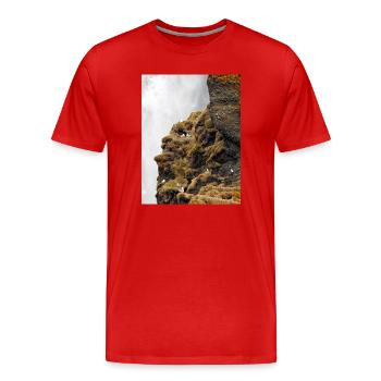 Des oiseaux marins assis sur la falaise près de la cascade - T-shirt bio Premium Homme - rouge - Devant - Damien (186cm)