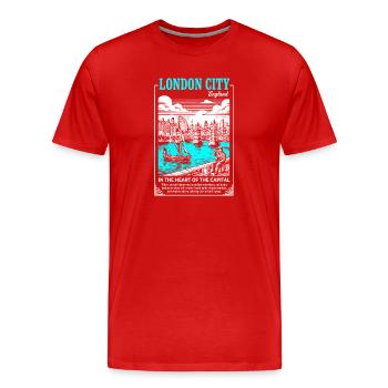 London Harbour Blue Neon - Men's Premium Organic T-Shirt - red - Front - Damien (186cm)