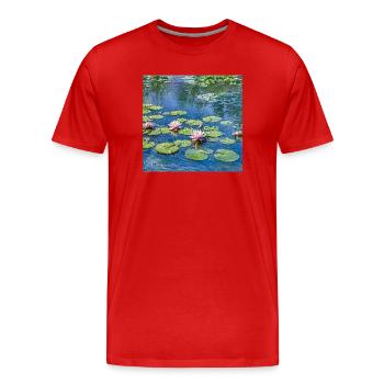 Lys sur un étang bleu - T-shirt bio Premium Homme - rouge - Devant - Damien (186cm)