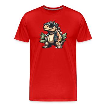 Vacances de bandes dessinées Dinosaur Stegosaurus - T-shirt bio Premium Homme - rouge - Devant - Damien (186cm)