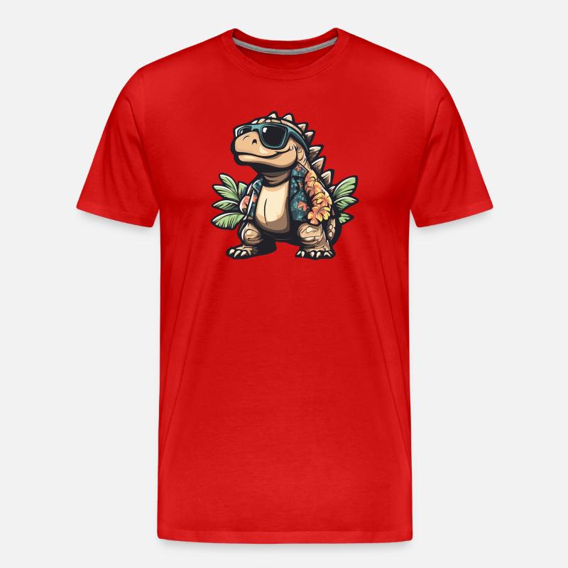 Dinosaurier stegosaurus Comic Urlaub - Männer Premium Bio T-Shirt - Rot