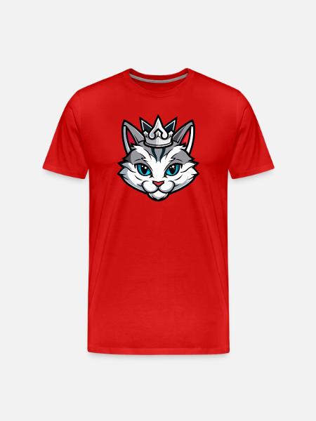 Katze Symbol Kopf Krone - Männer Premium Bio T-Shirt - Rot
