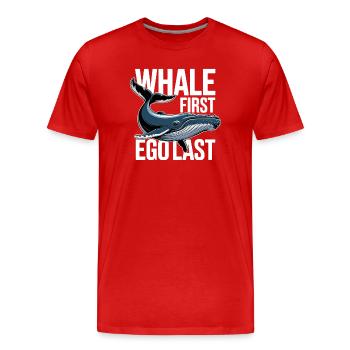 WHALE FIRST • EGO LAST #2 - Men's Premium Organic T-Shirt - red - Front - Damien (186cm)
