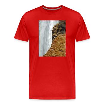 Panorama de la cascade de la falaise mousseuse - T-shirt bio Premium Homme - rouge - Devant - Damien (186cm)