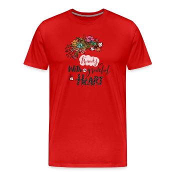 Danke - Männer Premium Bio T-Shirt - Rot - Vorne - Damien (186cm)