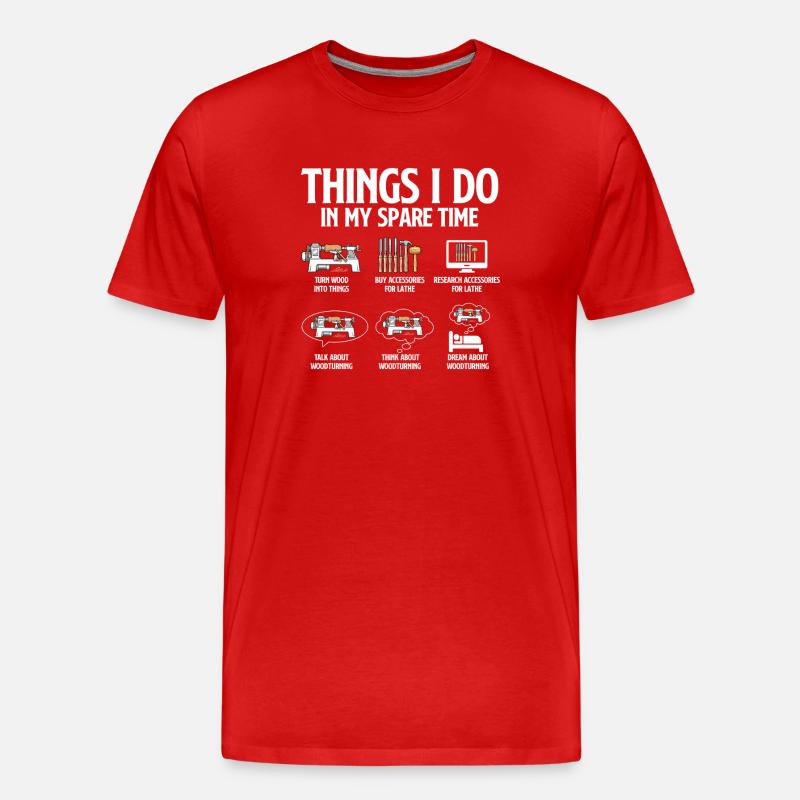 Holzdrehen-Freizeit-Drehkammer-Humor - Männer Premium Bio T-Shirt - Rot