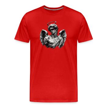 Ange Glitch : Statue blessée - T-shirt bio Premium Homme - rouge - Devant - Damien (186cm)