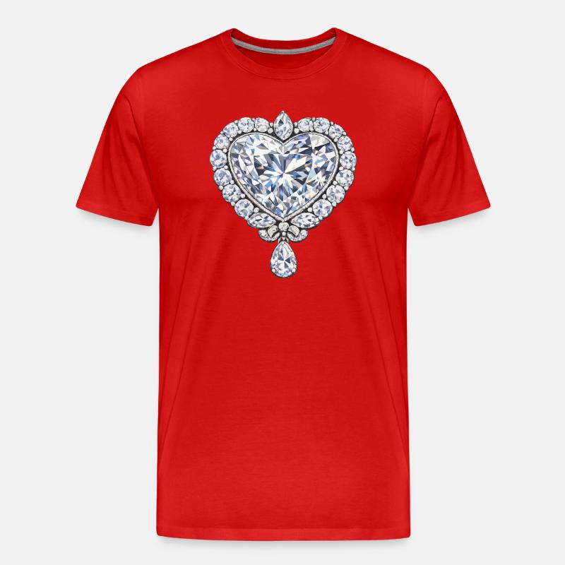 Herzförmiger Diamantschmuck - Männer Premium Bio T-Shirt - Rot