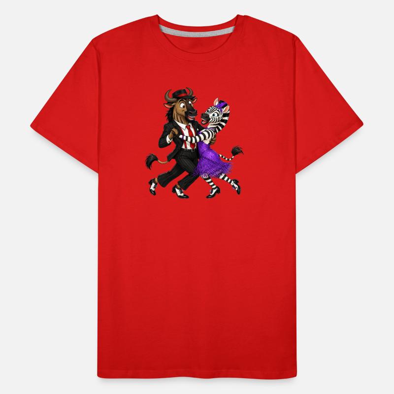 Wildebeest and Zebra in Elegant Swing Dance Men's Premium Organic T-Shirt