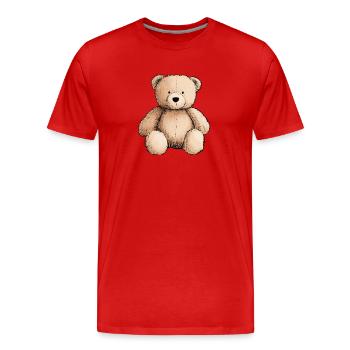 Teddybär, Teddybär, Stofftier - Männer Premium Bio T-Shirt - Rot - Vorne - Damien (186cm)