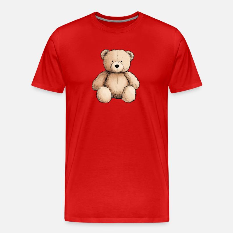 Teddybär, Teddybär, Stofftier - Männer Premium Bio T-Shirt - Rot