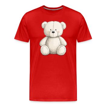 Nounours mignon plein de tendresse - T-shirt bio Premium Homme - rouge - Devant - Damien (186cm)