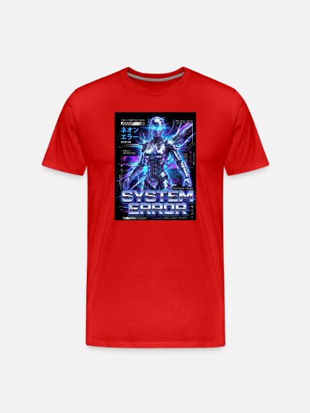 System Error Neon Cyborg - Men's Premium Organic T-Shirt - red