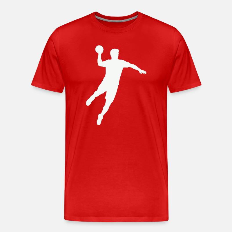Handball Silhouette Ball - Männer Premium Bio T-Shirt - Rot