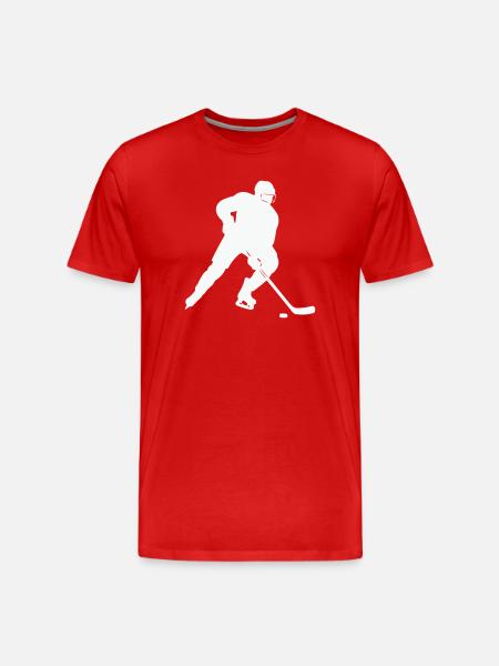 Eishockey Silhouette im Spielfluss - Männer Premium Bio T-Shirt - Rot