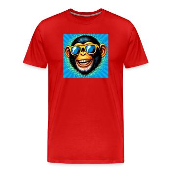 Singe chimpanzé - T-shirt bio Premium Homme - rouge - Devant - Damien (186cm)