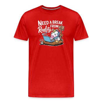 Ordinateur portable licorne pause au bureau Ordinateur drôle - T-shirt bio Premium Homme - rouge - Devant - Damien (186cm)