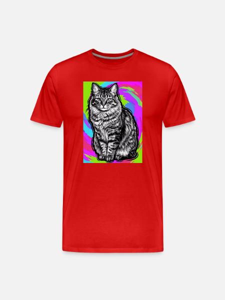 cat - Men's Premium Organic T-Shirt - red