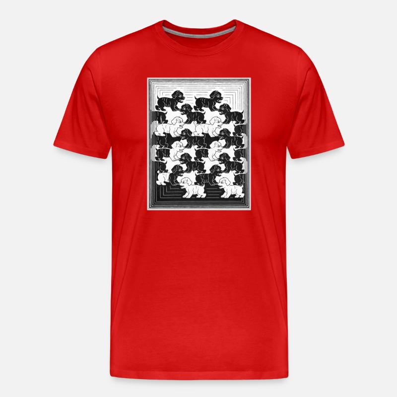 Dackelwelpen im monochromen Muster - Männer Premium Bio T-Shirt - Rot