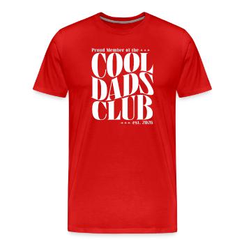 Club des papas cool - Cadeau pour futurs papas 2026 - T-shirt bio Premium Homme - rouge - Devant - Damien (186cm)