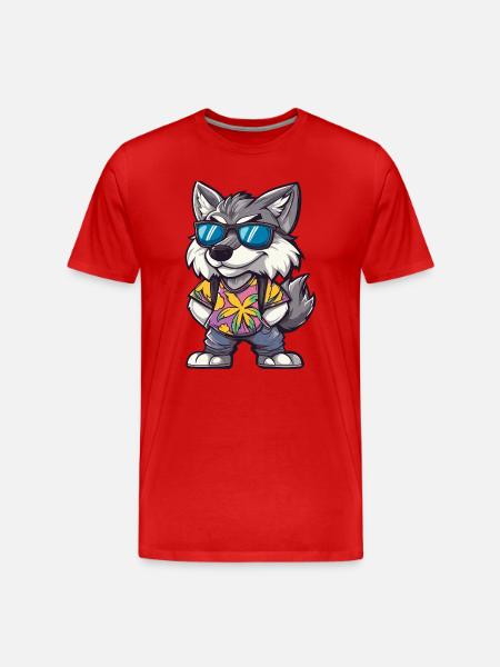 Wolf Comic Vacation - Men's Premium Organic T-Shirt - red