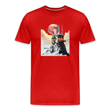 Outpost One Moonrise Station - Men's Premium Organic T-Shirt - red - Front - Damien (186cm)