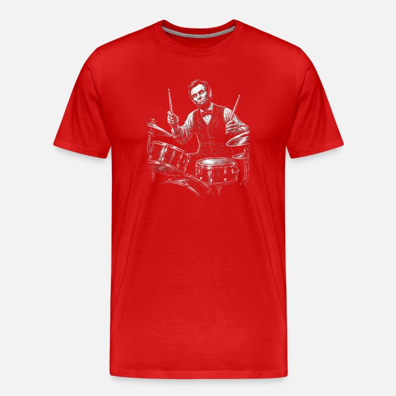 Abraham Lincoln Drummer - Männer Premium Bio T-Shirt - Rot
