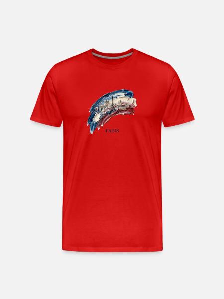 Paris Brushstroke Cityscape Flag - Men's Premium Organic T-Shirt - red
