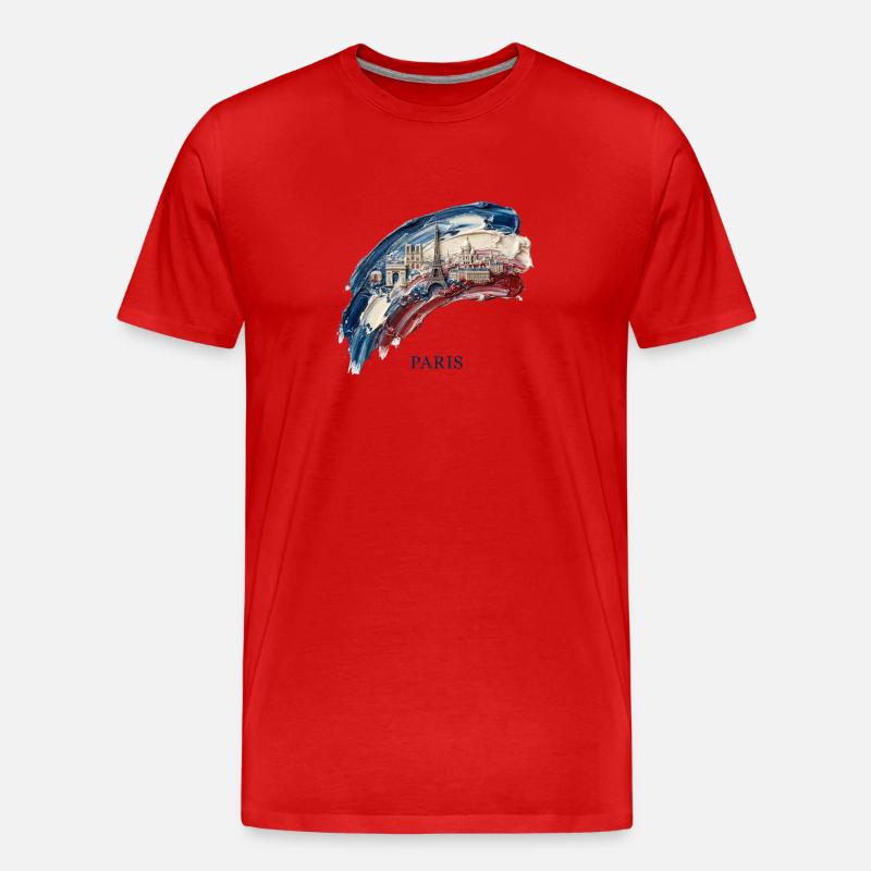 Drapeau du paysage urbain à la pince de Paris - T-shirt bio Premium Homme - rouge