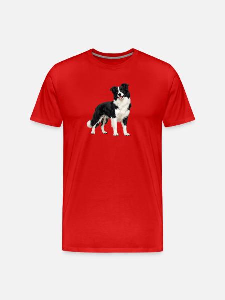 Black and White Border Collie - Men's Premium Organic T-Shirt - red