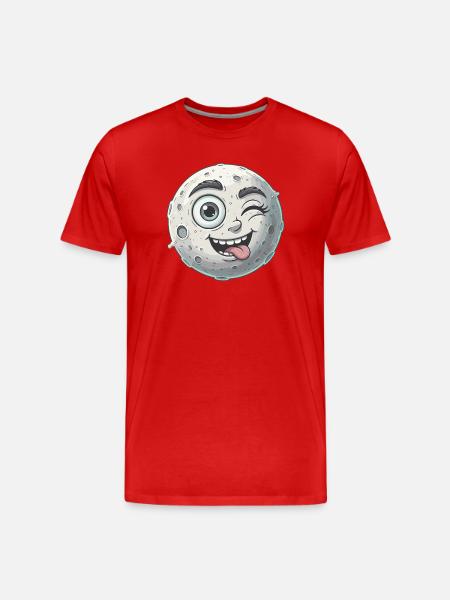 Waving Moon Face Cartoon - Men's Premium Organic T-Shirt - red