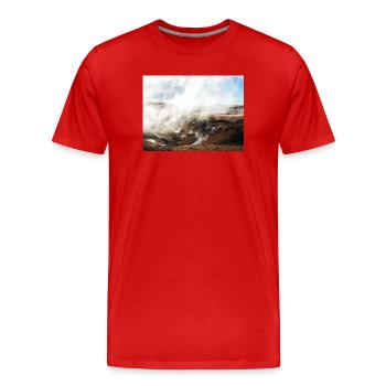 Wunderschöne, neblige Landschaft - Männer Premium Bio T-Shirt - Rot - Vorne - Damien (186cm)