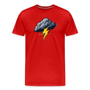 Wolke Blitz Gewitter Sturm Wetter Motiv - Männer Premium Bio T-Shirt - Rot - Vorne - Damien (186cm)