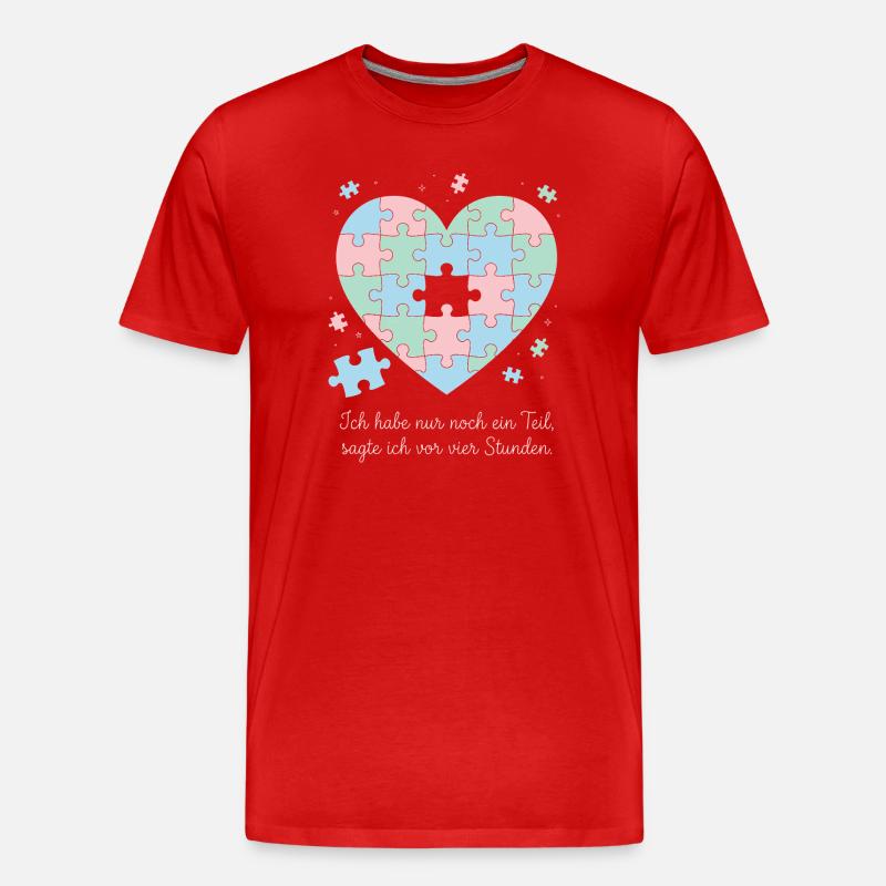 Puzzeln, Hobby, Geduld, Spruch Design - Männer Premium Bio T-Shirt - Rot