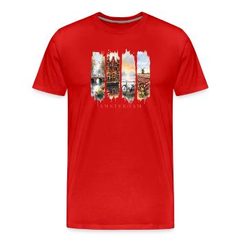 Amsterdam Design – Holland City Trip Motif - Men's Premium Organic T-Shirt - red - Front - Damien (186cm)