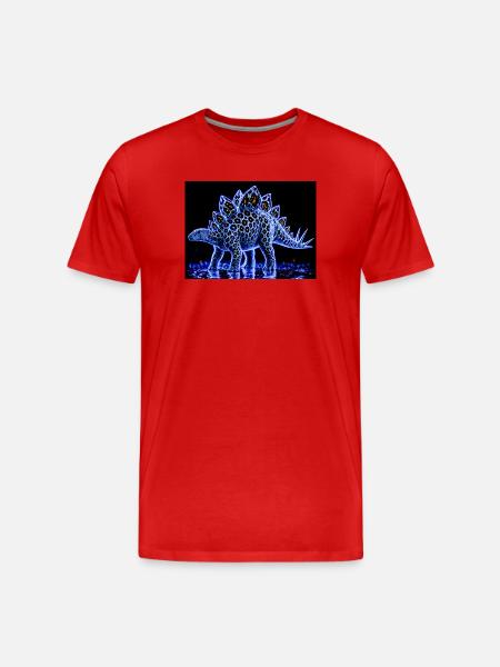 Neon Stegosaurus-Lichtshow - Männer Premium Bio T-Shirt - Rot