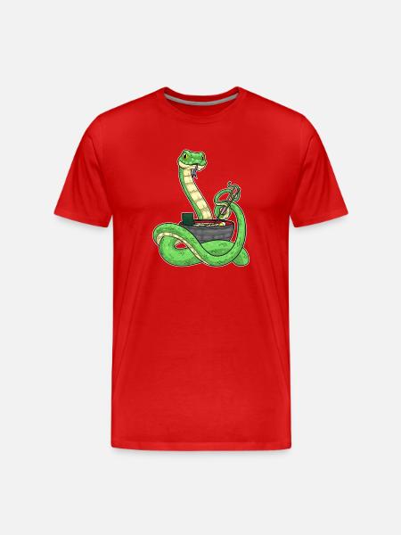 Snake Cook Ramen Cooking - Men's Premium Organic T-Shirt - red