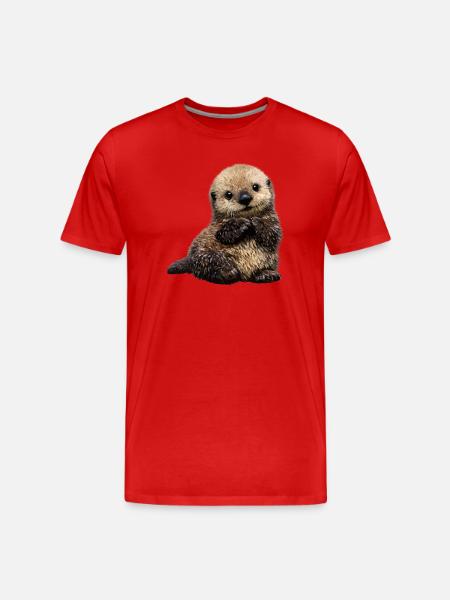 Otter cuddly toy on playful pattern - Men's Premium Organic T-Shirt - red