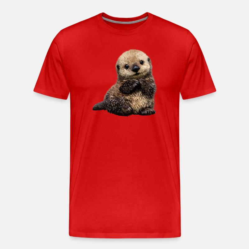 Otter cuddly toy on playful pattern - Men's Premium Organic T-Shirt - red