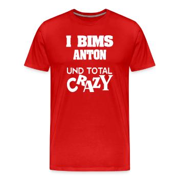 Crazy Anton - Männer Premium Bio T-Shirt - Rot - Vorne - Damien (186cm)